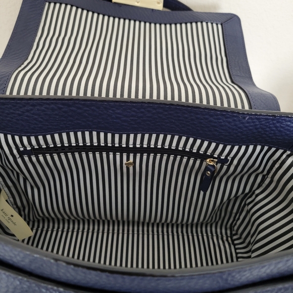 Kate Spade Leather Carlyle Street Alexa Satchel Bag in Blue - Picture 9 of 11